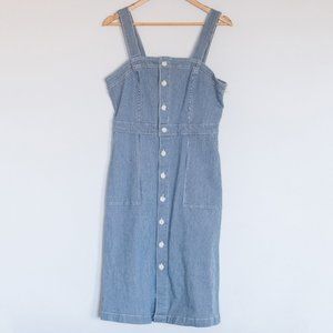NWT Striped Blue Denim Overalls Dress - Size 8